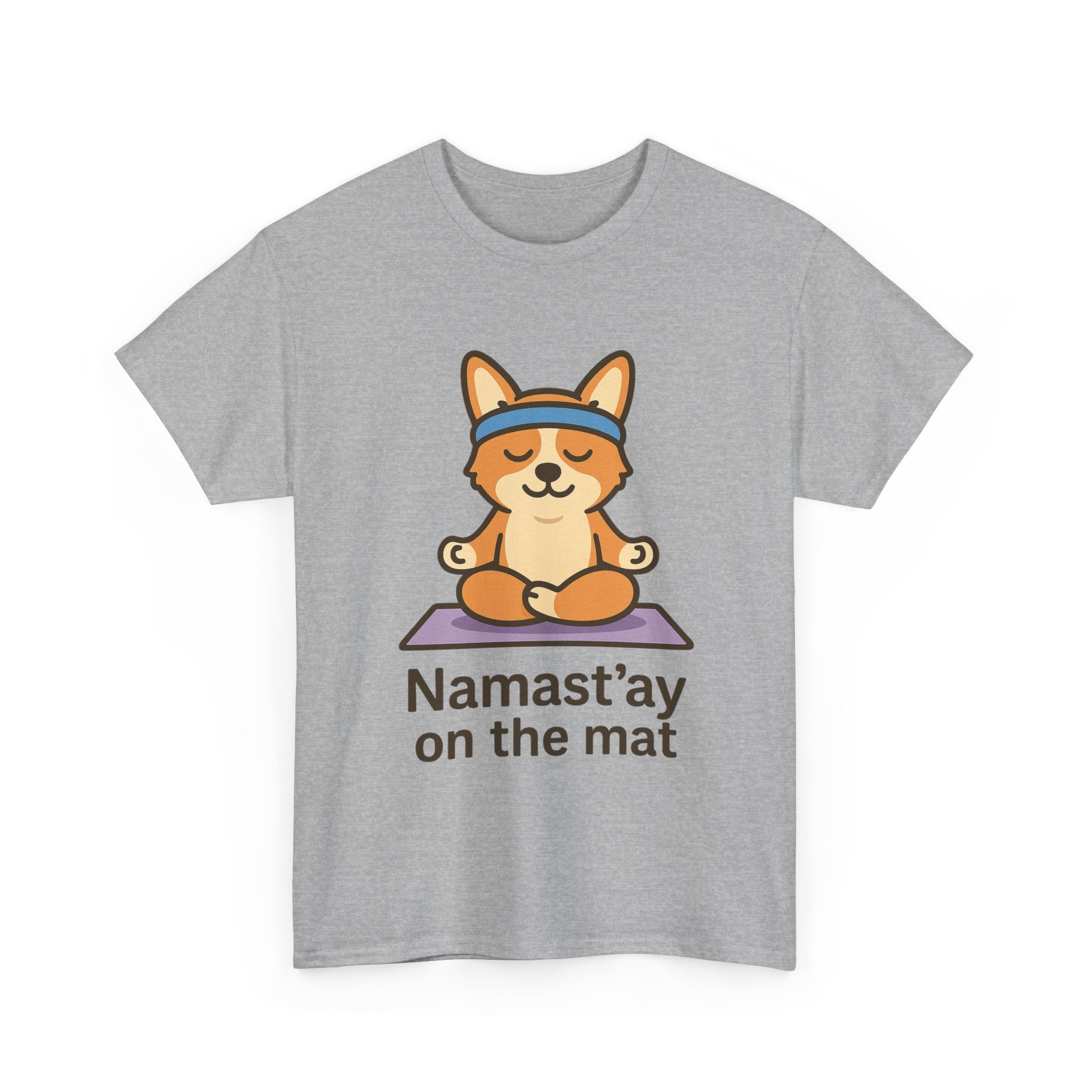 Namast’ay on the Mat – Yogloo Lotus Pose Yoga T-Shirt | Cute Corgi Mindfulness Tee