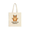 Tote Bag — "Paw-sitive Energy" Yoga Corgi Cotton Canvas Tote