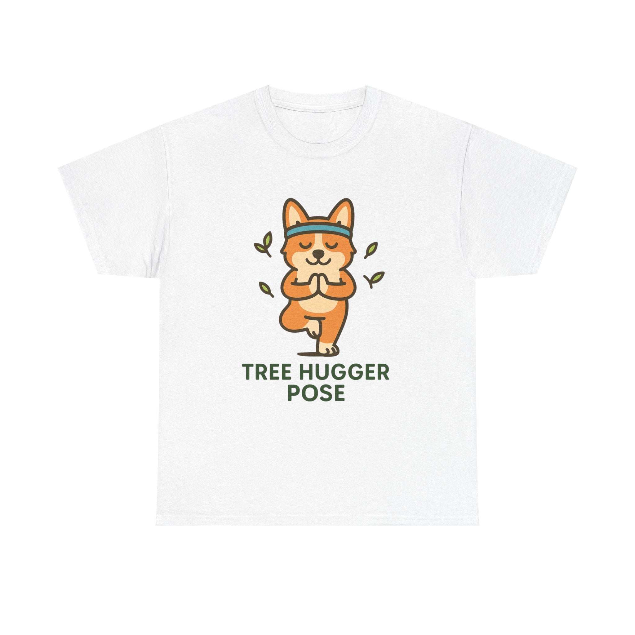 Tree Hugger Pose – Yogloo Corgi Tree Pose Yoga T-Shirt | Cute Eco-Yoga Gift, Mindfulness Tee