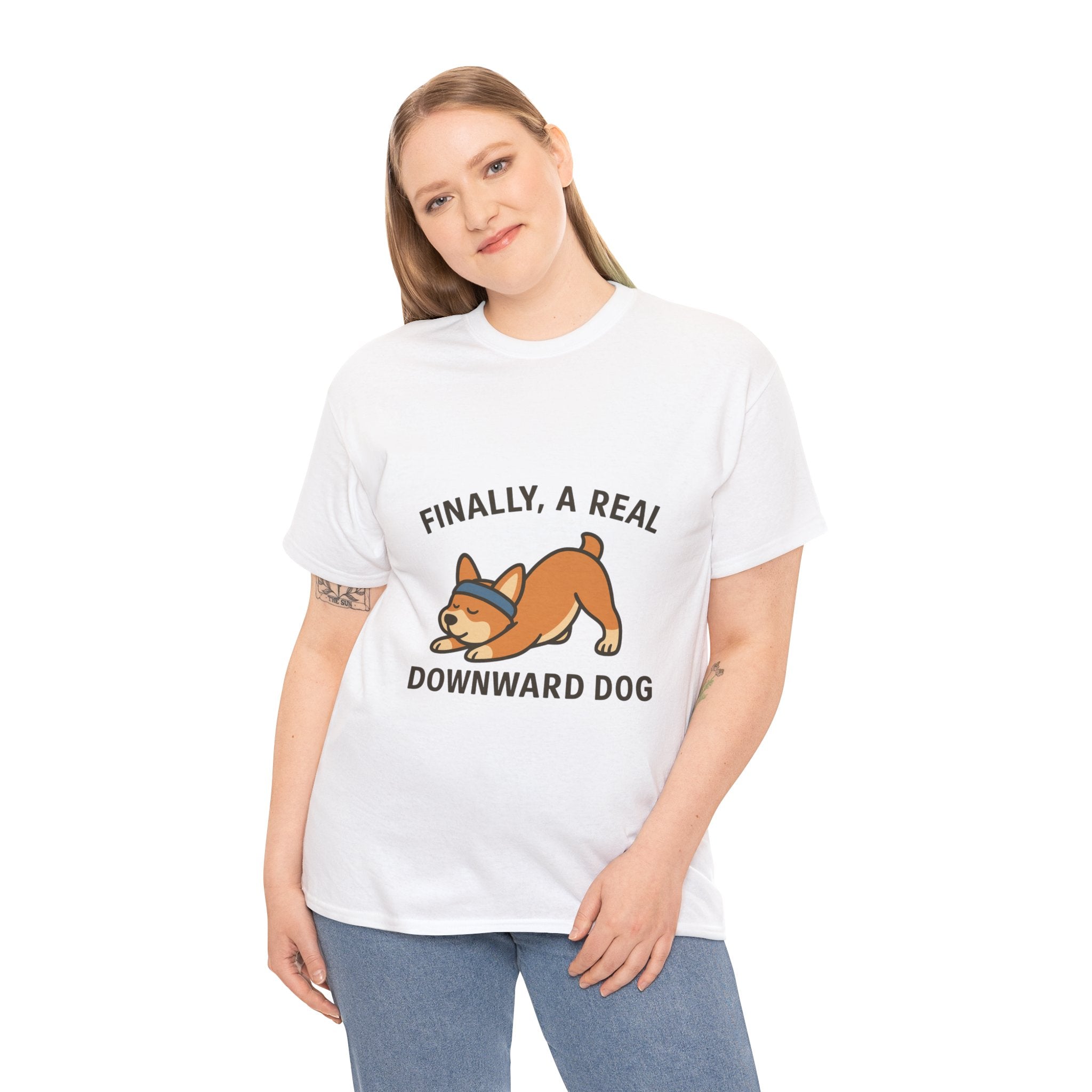 “Finally, a REAL Downward Dog” T-Shirt – Yogloo Collection