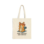 Yoga Corgi Tote Bag — "Paws, Breathe, and Stretch" Cotton Canvas Tote