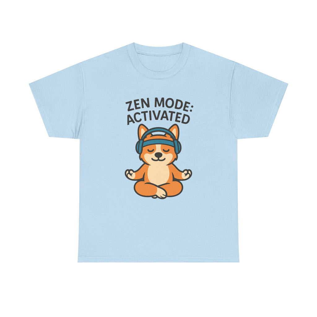 Zen Mode: Activated – Yogloo Headphones Lotus Pose Yoga T-Shirt | Mindful Corgi Tee, Music Lover Gift