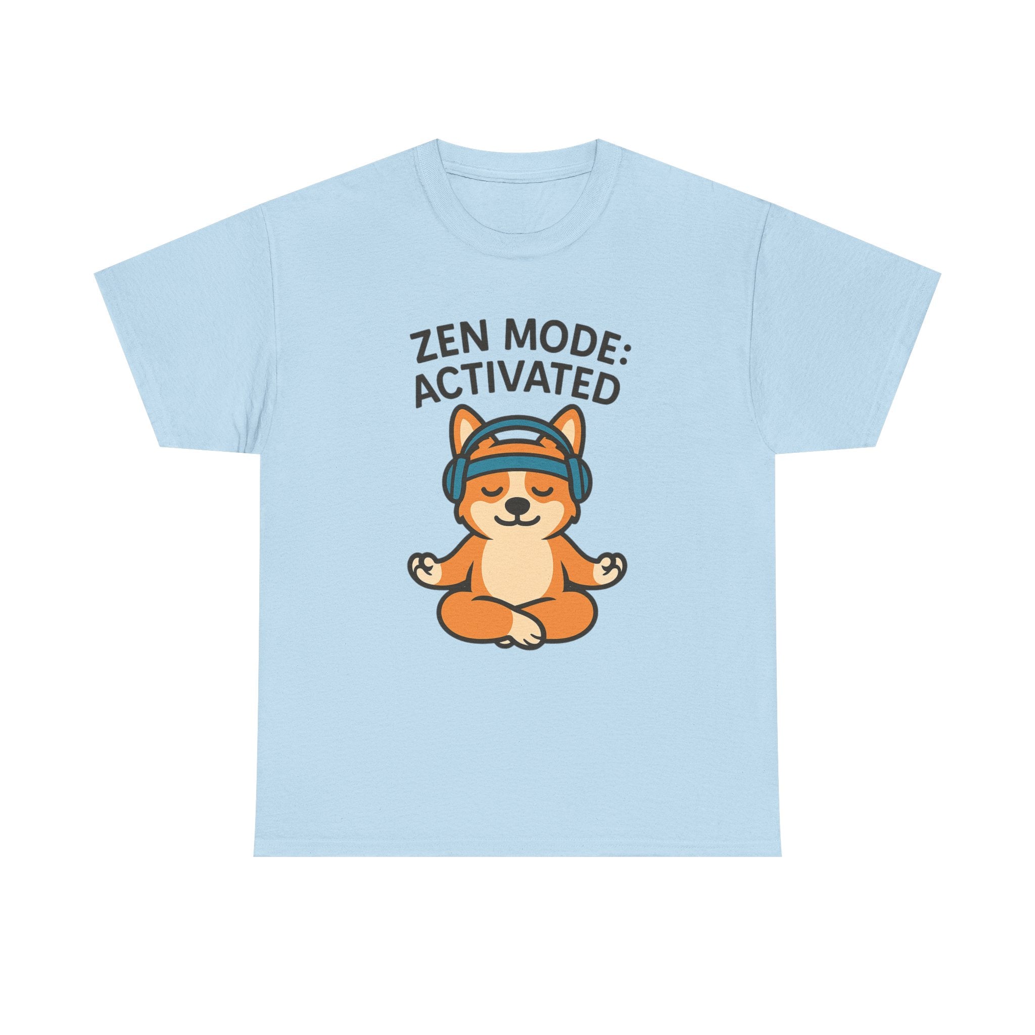 Zen Mode: Activated – Yogloo Headphones Lotus Pose Yoga T-Shirt | Mindful Corgi Tee, Music Lover Gift