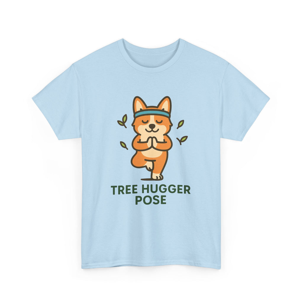 Tree Hugger Pose – Yogloo Corgi Tree Pose Yoga T-Shirt | Cute Eco-Yoga Gift, Mindfulness Tee