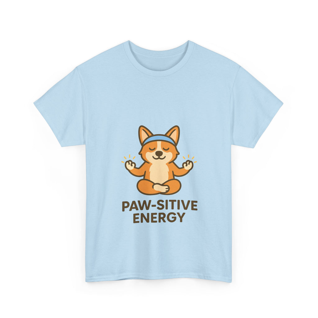 Paw-sitive Energy – Yogloo Meditating Corgi Yoga T-Shirt | Mindfulness Tee, Glowing Paws Design