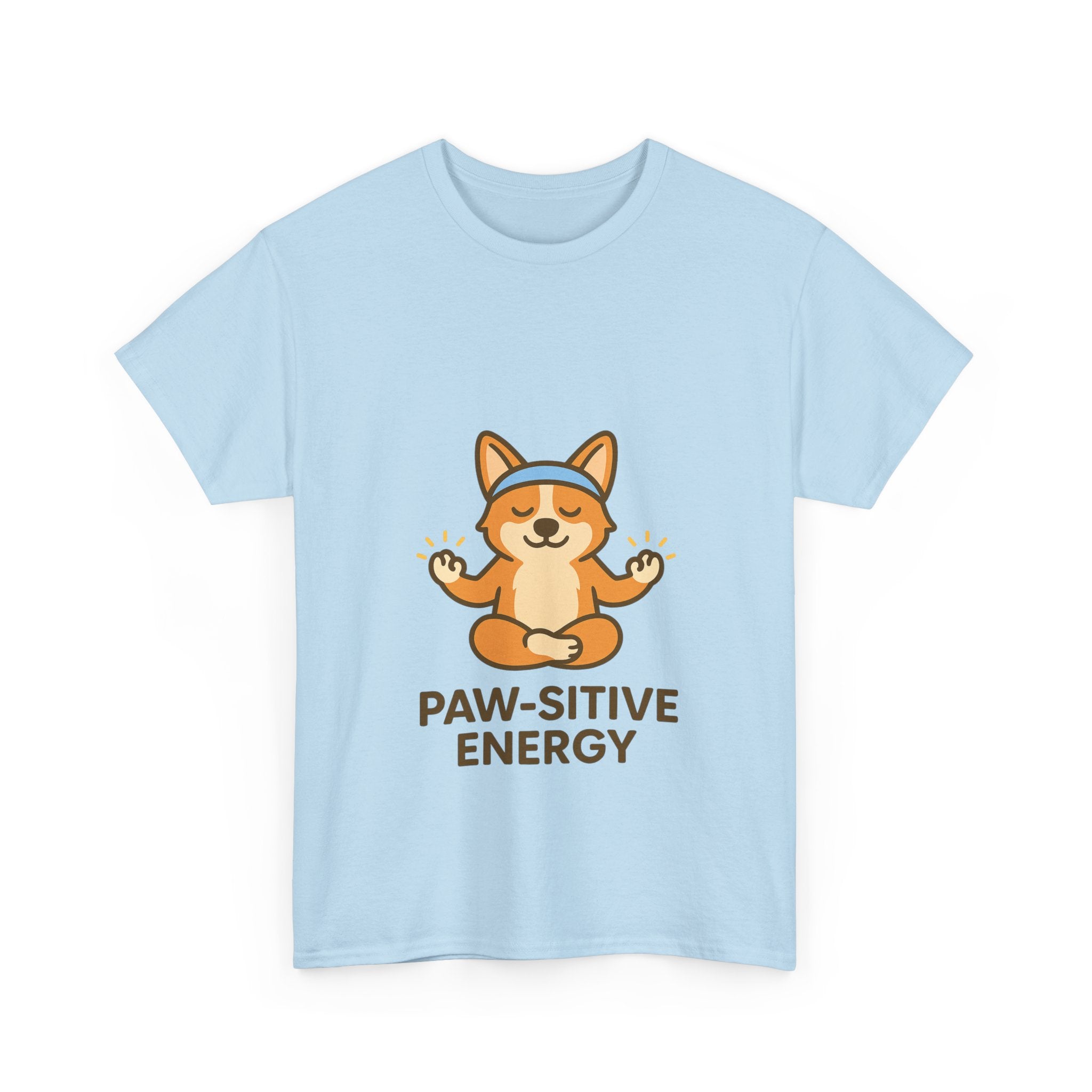 Paw-sitive Energy – Yogloo Meditating Corgi Yoga T-Shirt | Mindfulness Tee, Glowing Paws Design